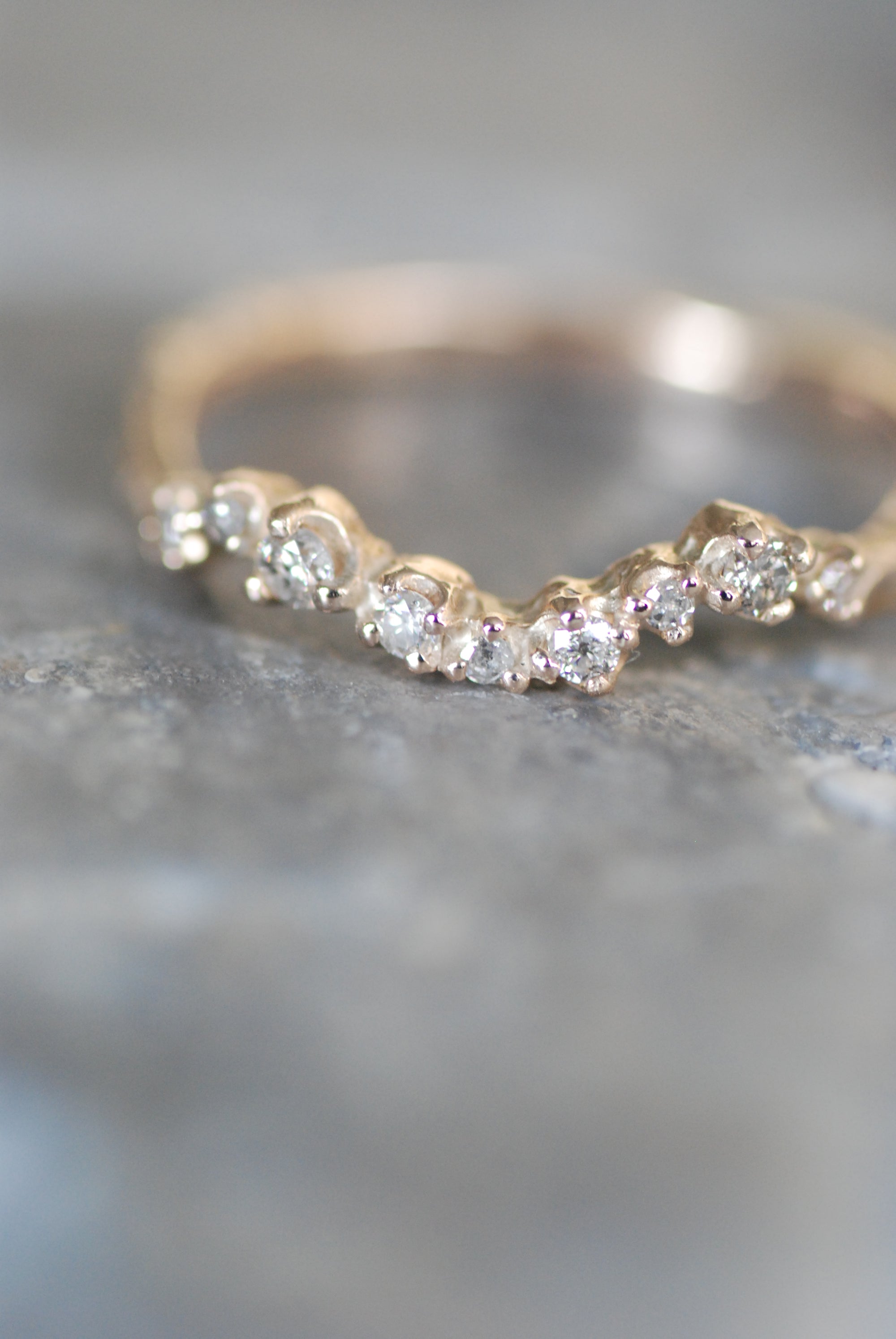 Salt and Pepper Diamond【Amie】Ring, Double Wave